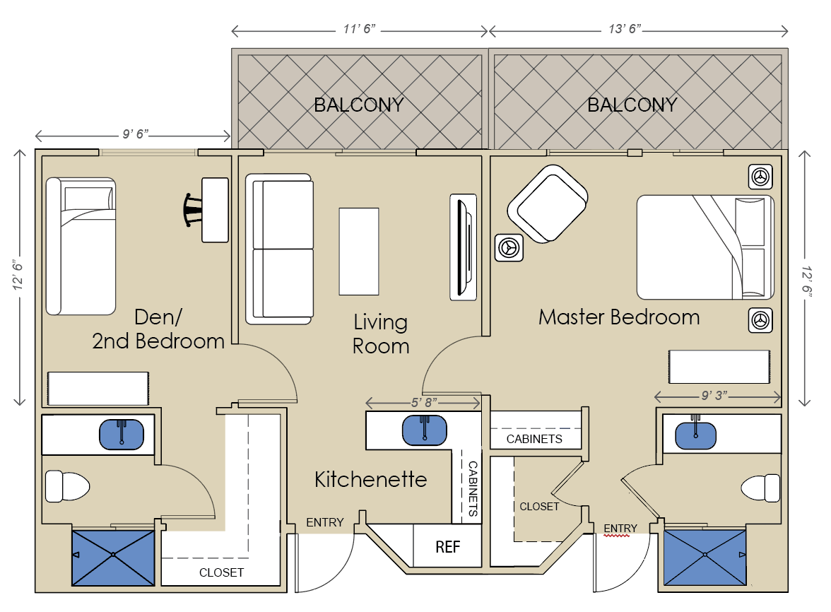 unit 207 floor plan - two bedroom