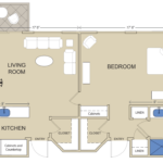 one bed suite floor plan image